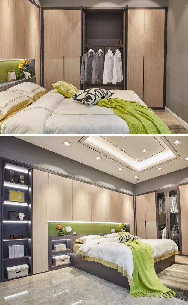 鹏鸿免漆生态板清风胡桃定制衣柜实拍 鹏鸿免漆生态板清风胡桃定制衣柜实拍