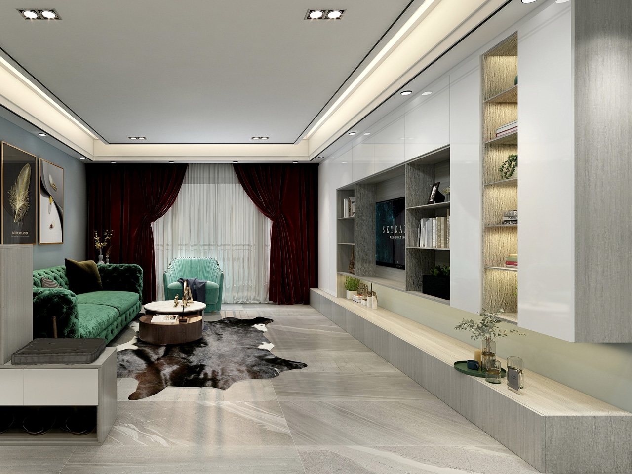 现代简约风格电视柜效果图